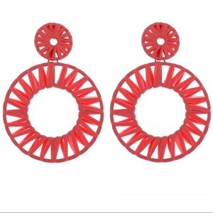 🆕 Amrita Singh Orange Scarlett Raffia Drop Earrings